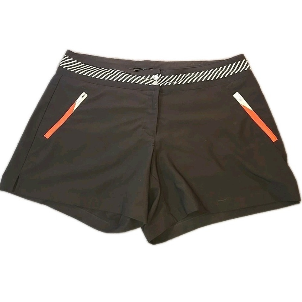 SLAZENGER Golf Shorts Women's 12 Black White Striped Hydro-Dri Performance